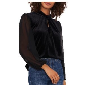 Vince Camuto Rich Black Mixed Media Top